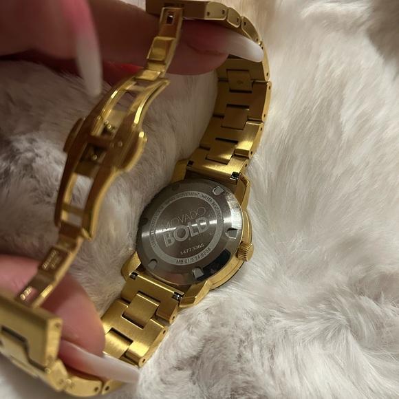Movado Gold Women's Bracelet Watch with Crystal Dot - Picture 5 of 5